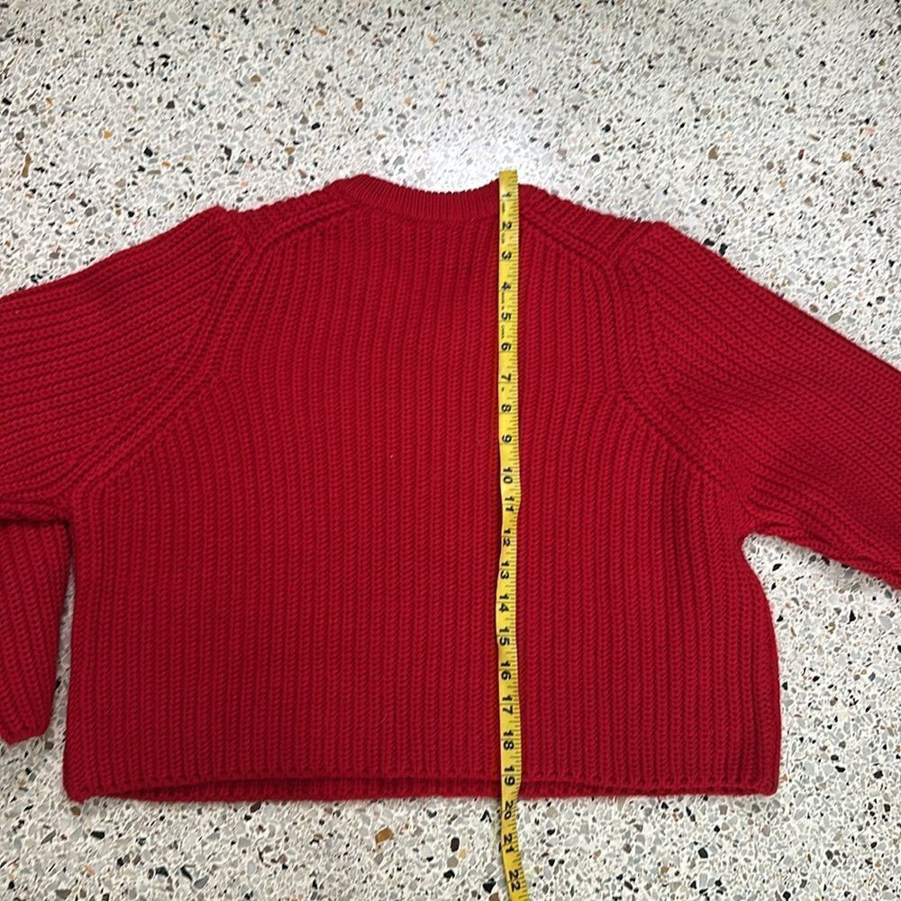 Zara red crop neck sweater medium m holiday - Picture 5 of 5